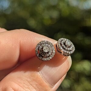 Silver diamond earrings